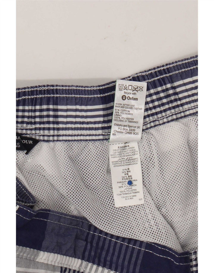 Мужские шорты для плавания Marks & Spencer Blue Harbour, хлопковые, синие в клетку большого размера