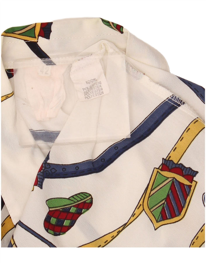 ВИНТАЖНАЯ женская прозрачная рубашка с абстрактным узором IT 42, средний белый цвет