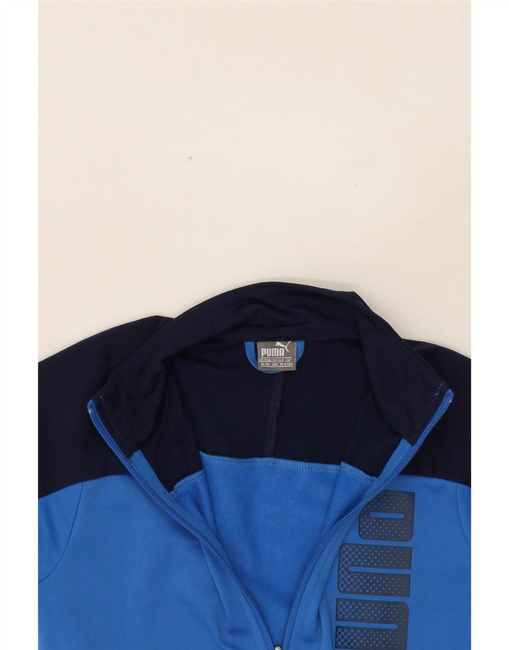 PUMA Boys Graphic Tracksuit Top Jacket 9-10 Years Medium Blue Colourblock Vintage Puma and Second-Hand Puma from Messina Hembry 