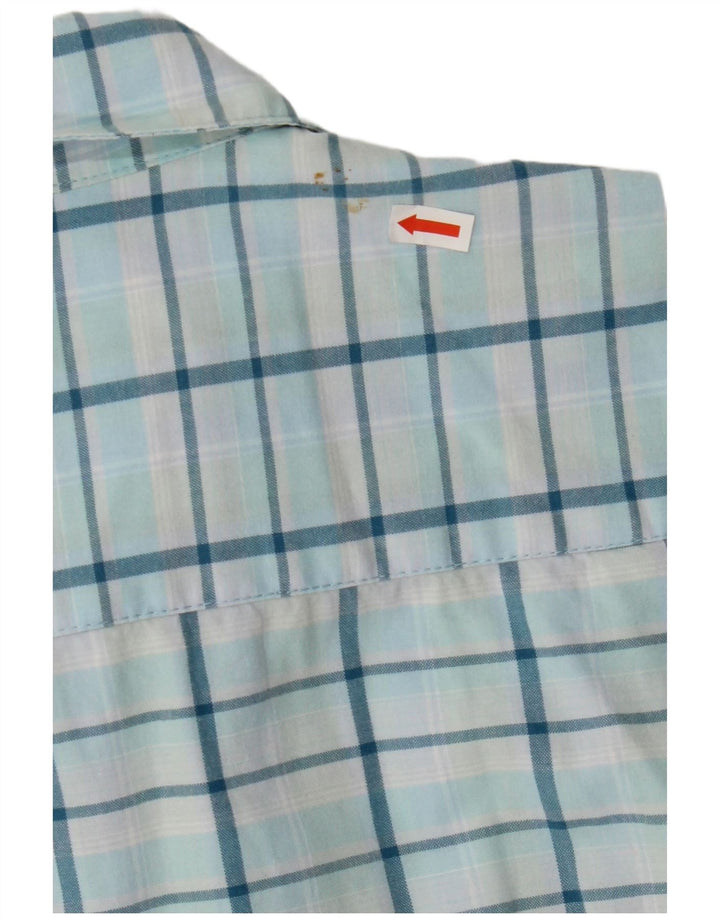 REGATTA Mens Short Sleeve Shirt XL Blue Check Cotton