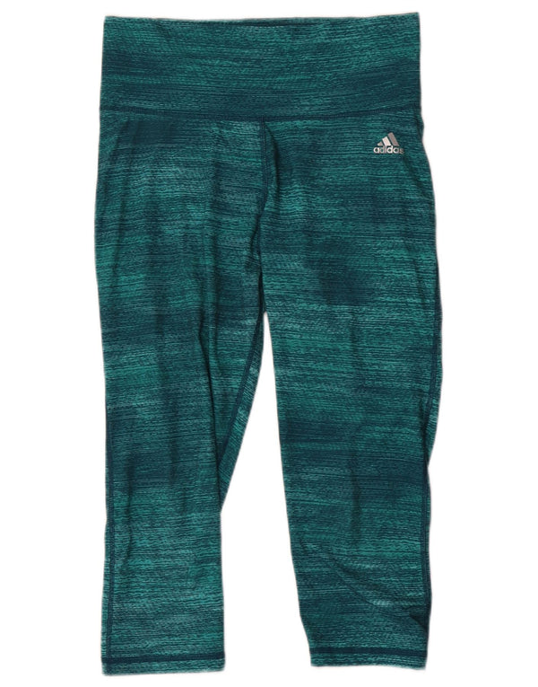 Adidas Womens Climalite Capri Leggings UK 12/14 Medium Green Flecked