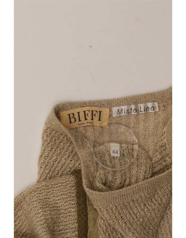 BIFFI Womens Boat Neck Jumper Sweater IT 44 Medium Green Linen Vintage Biffi and Second-Hand Biffi from Messina Hembry 