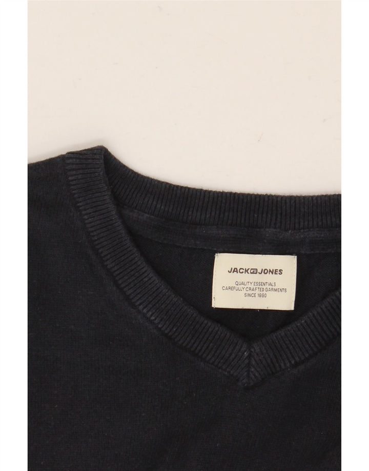 JACK & JONES Мужской джемпер с v-образным вырезом, средний темно-синий
