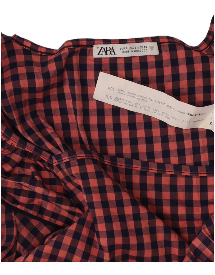 Женское платье ампир с рюшами Zara, Великобритания, 10 шт., маленький розовый полиэстер в мелкую клетку