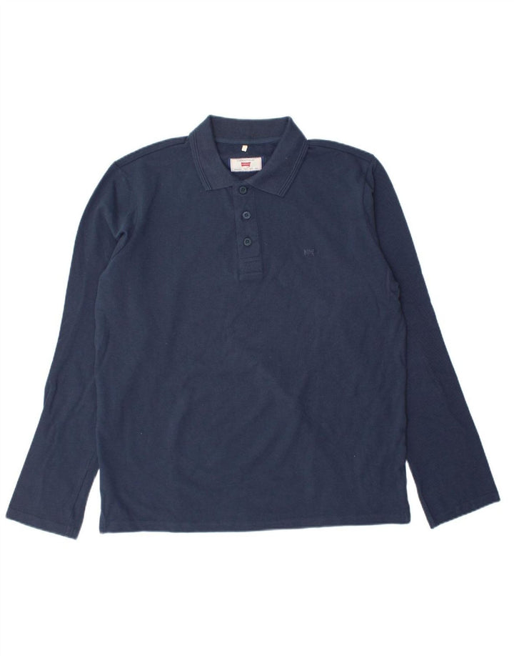 CARRERA Mens Regular Fit Long Sleeve Polo Shirt Medium Navy Blue Cotton