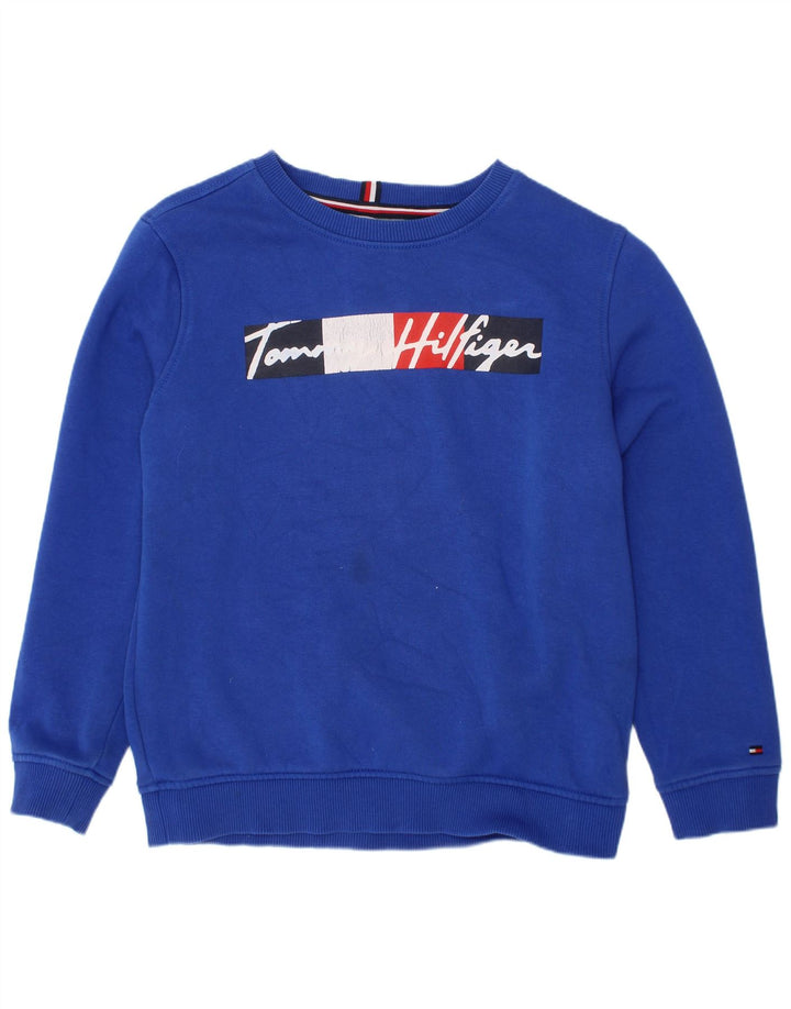 TOMMY HILFIGER Джемпер с рисунком для мальчиков, 8–9 лет, средний синий, хлопок