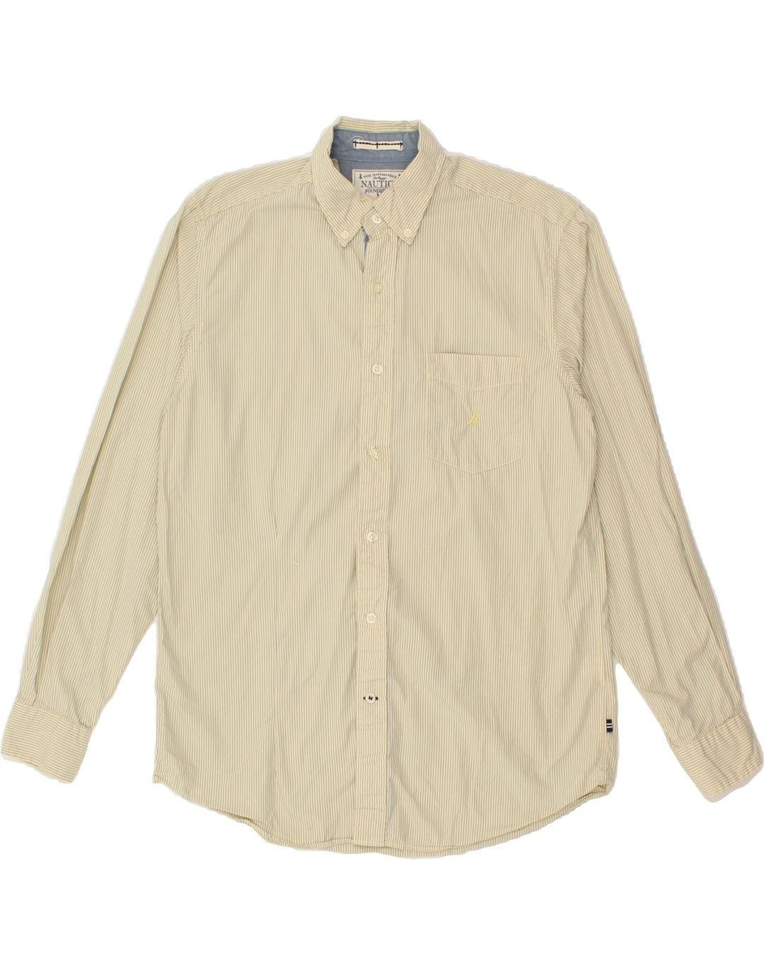 NAUTICA Mens Shirt Medium Yellow Pinstripe Cotton Vintage Nautica and Second-Hand Nautica from Messina Hembry 
