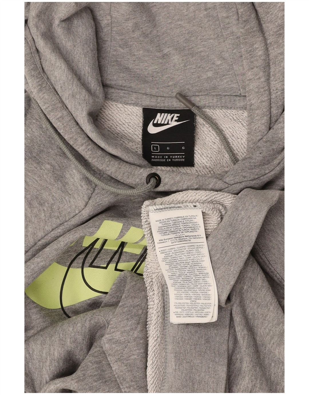 Женский джемпер с капюшоном свободного кроя NIKE UK 16, большой размер, серый хлопок