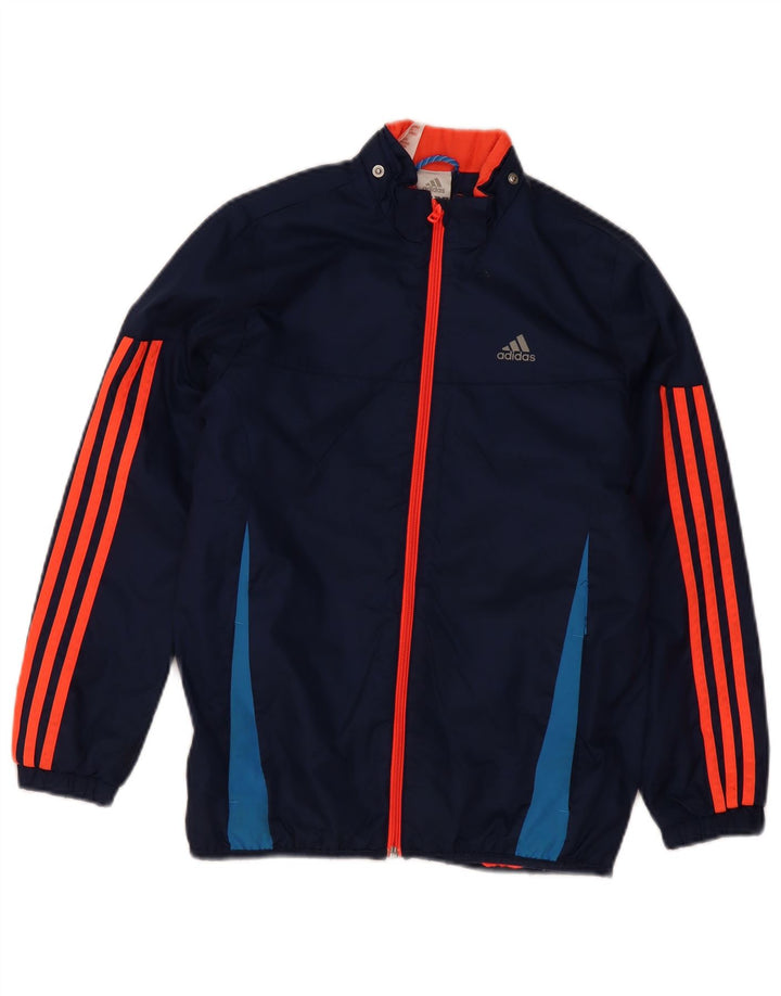 Куртка-ветровка Adidas для мальчиков 11-12 лет Темно-синяя с цветными блоками Полиамид
