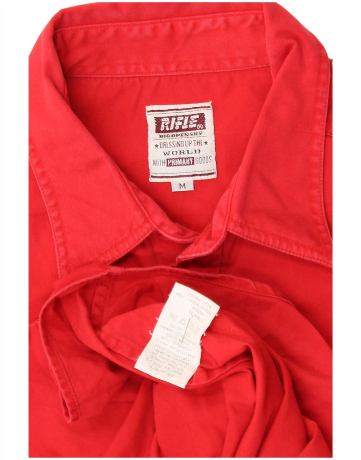 RIFLE Мужская джинсовая рубашка из хлопка среднего красного цвета