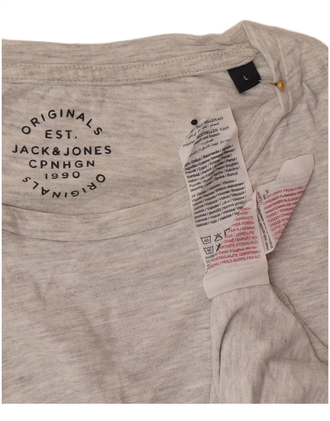 Мужская футболка Jack & Jones, большой серый хлопок с крапинками
