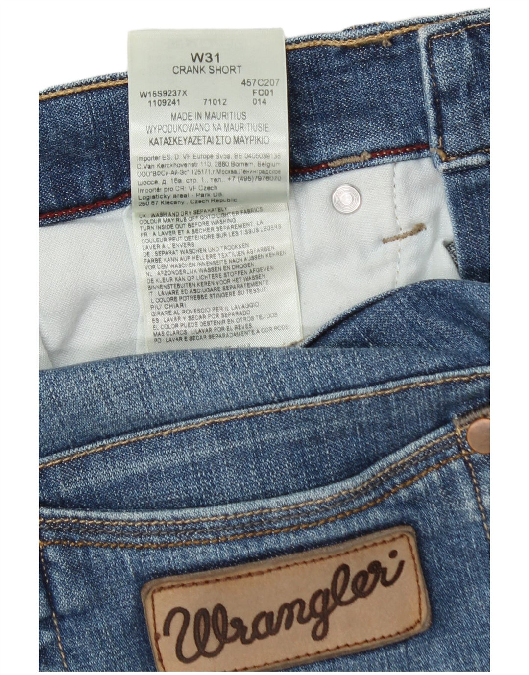 Мужские джинсовые шорты Wrangler W31, хлопковые, среднего синего цвета