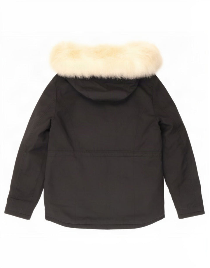 Женская парка Topshop с капюшоном UK 8, маленький черный полиэстер