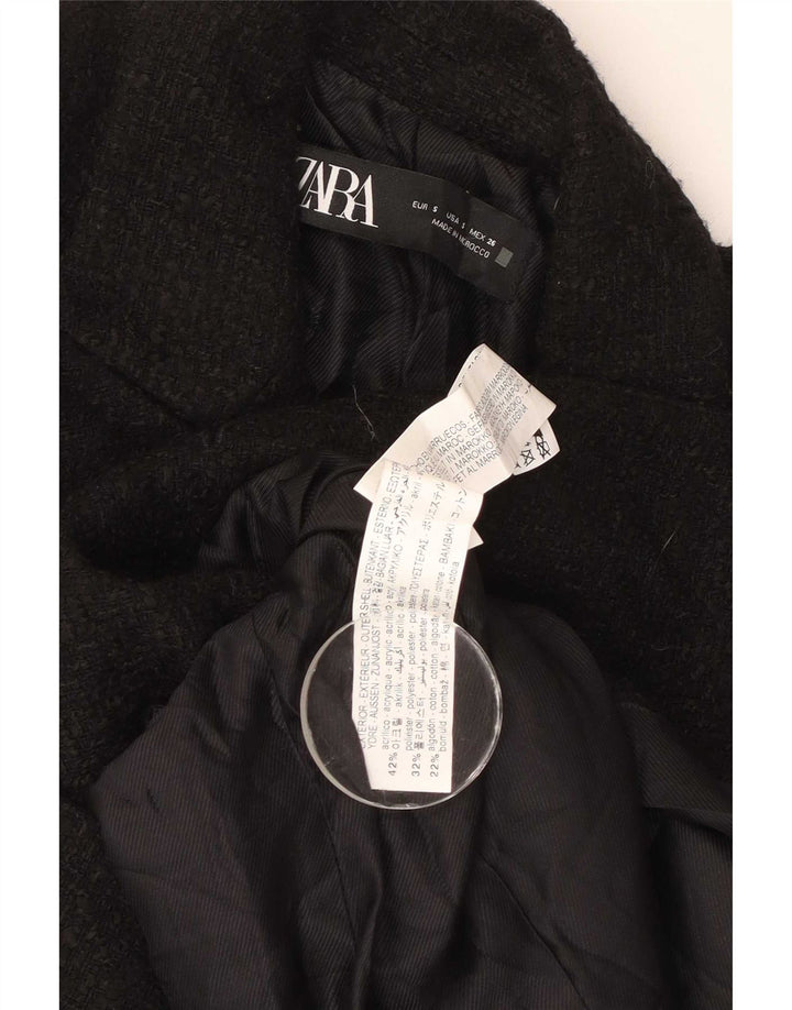 Женский двубортный пиджак Zara UK 10, маленький черный акрил