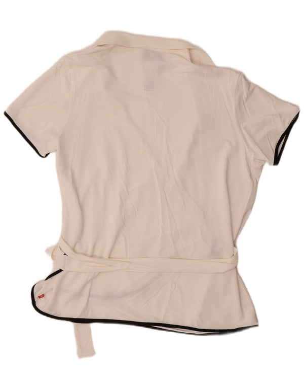 Женская блузка-рубашка с коротким рукавом с запахом MARINA RINALDI UK 14, средний белый