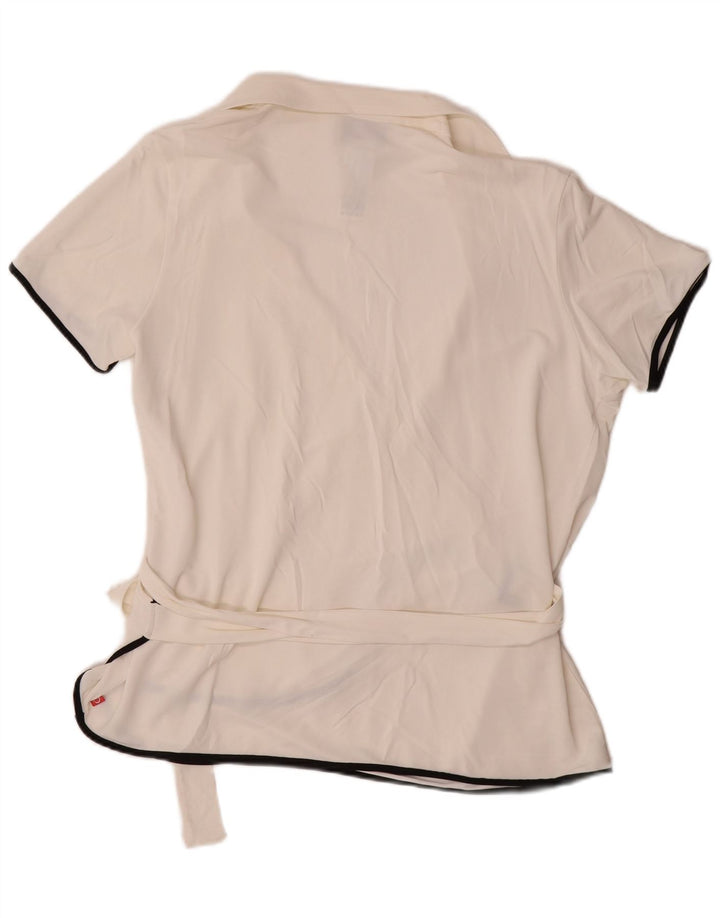 Женская блузка-рубашка с коротким рукавом с запахом MARINA RINALDI UK 14, средний белый