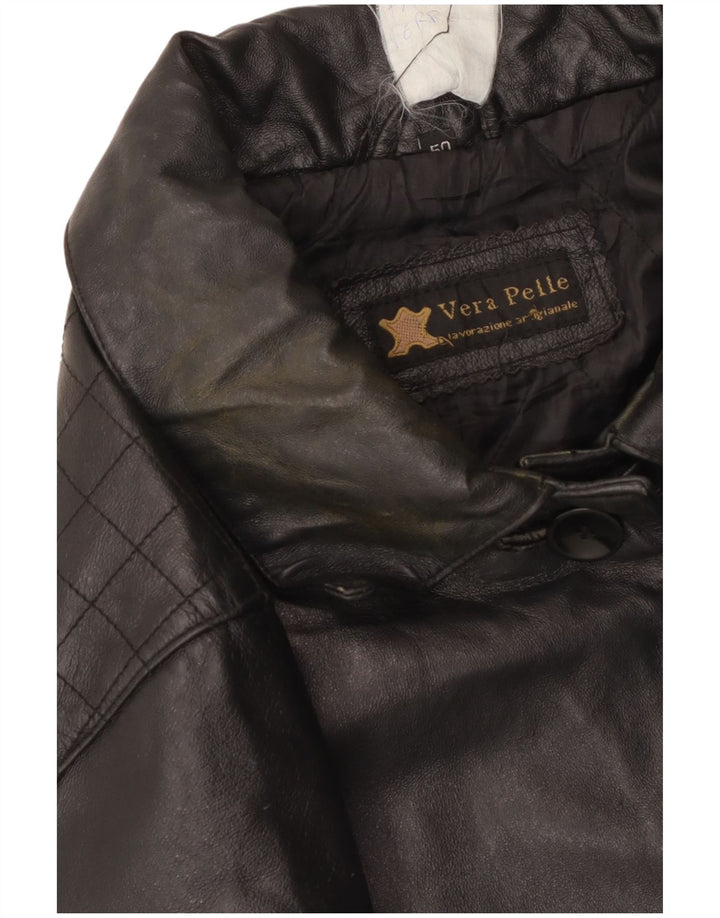 Винтажное женское кожаное пальто IT 50 XL, черное кожаное