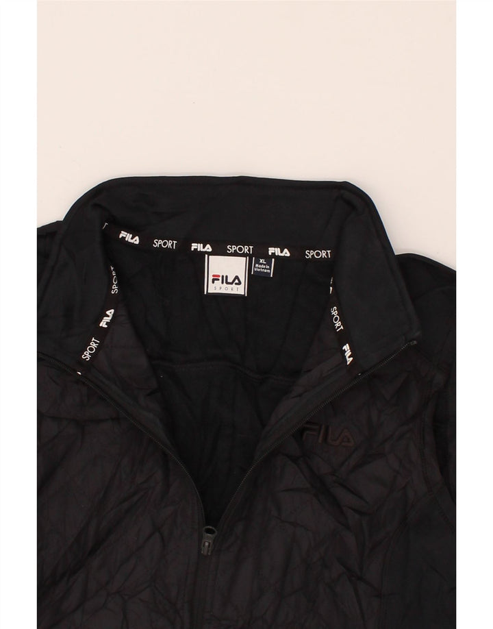 FILA Womens Sleeveless Tracksuit Top Jacket UK 18 XL Black Polyester Vintage Fila and Second-Hand Fila from Messina Hembry 