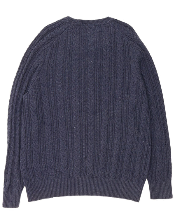 Мужской джемпер с вырезом «лодочкой» FAT FACE, размер XL, темно-синий, хлопковый с крапинками