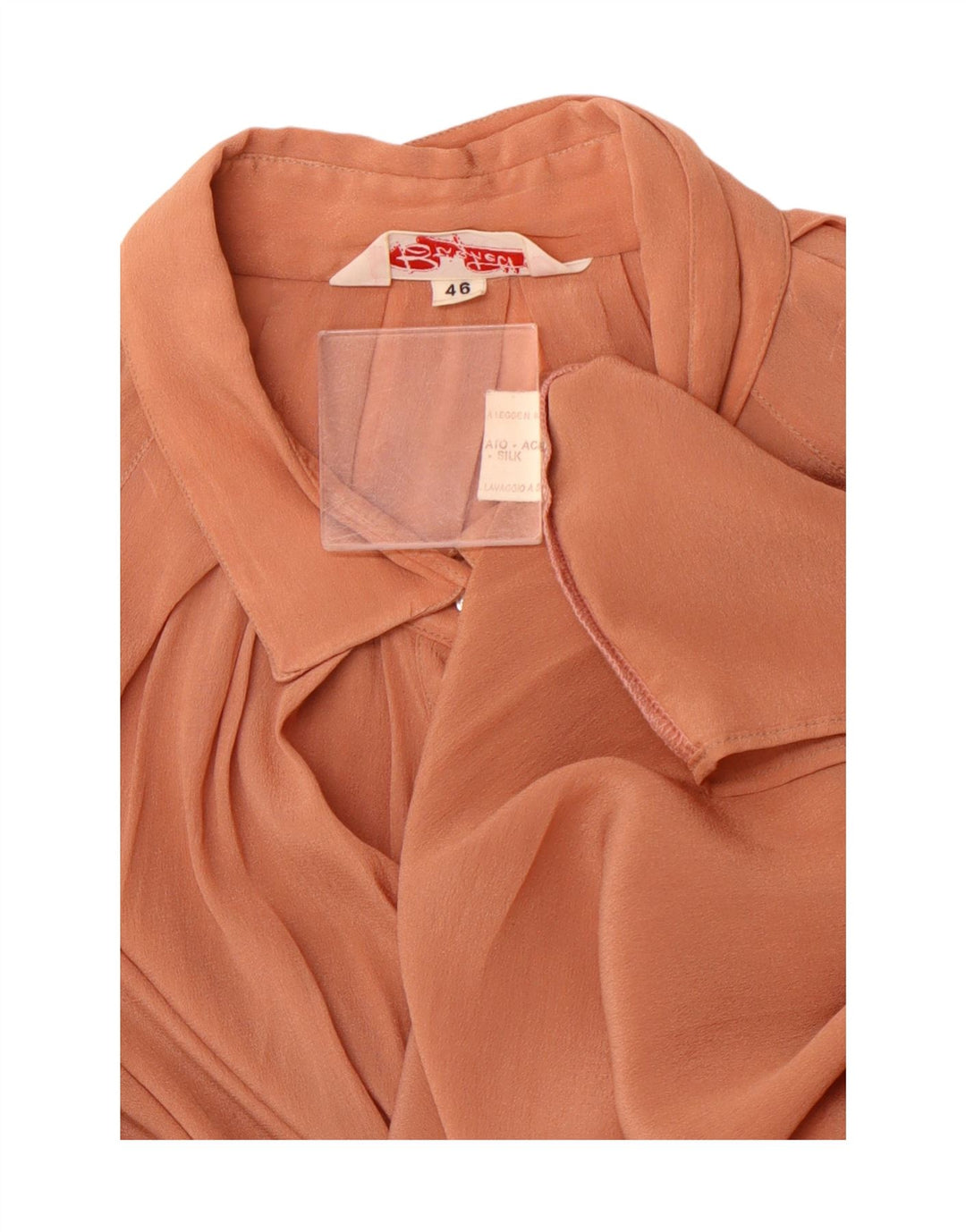 VINTAGE Женская блузка-рубашка свободного кроя с длинным рукавом IT 46, большая коричневая