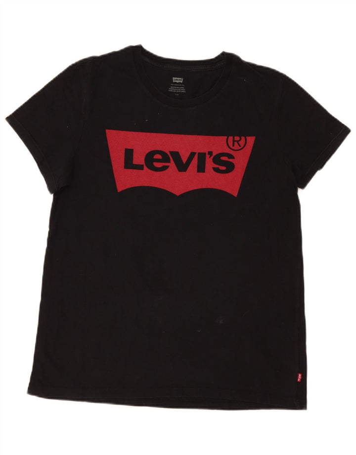 Женская футболка с рисунком Levi's Top UK 14, большая черная