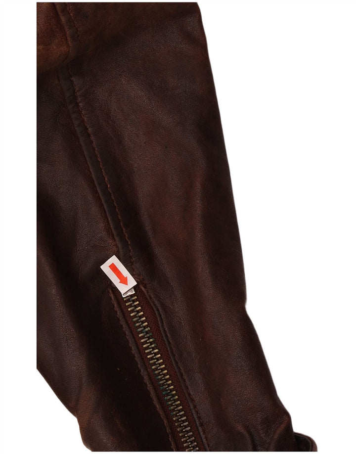 Мужская кожаная куртка Be Edgy UK 38, кожа среднего коричневого цвета