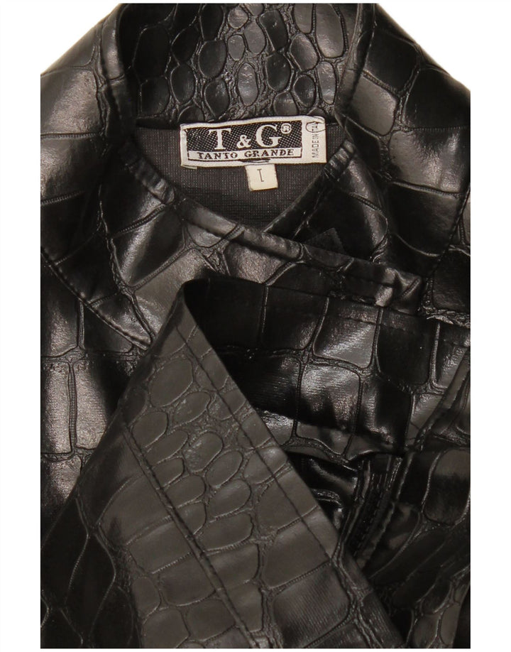 Винтажный женский бомбер UK 14, большой черный с животным принтом