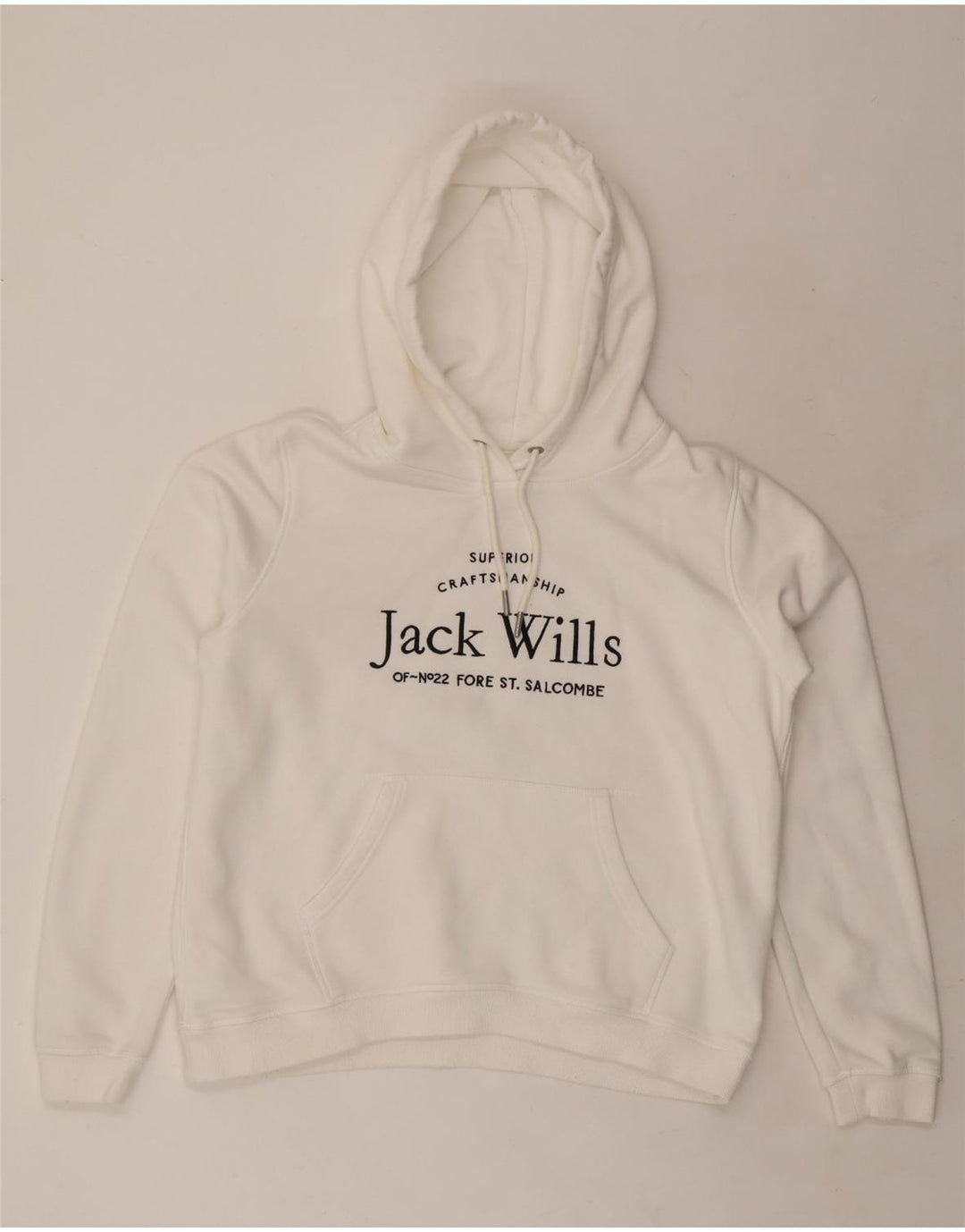 JACK WILLS Женский свободный джемпер с капюшоном с рисунком UK 16, большой белый хлопок