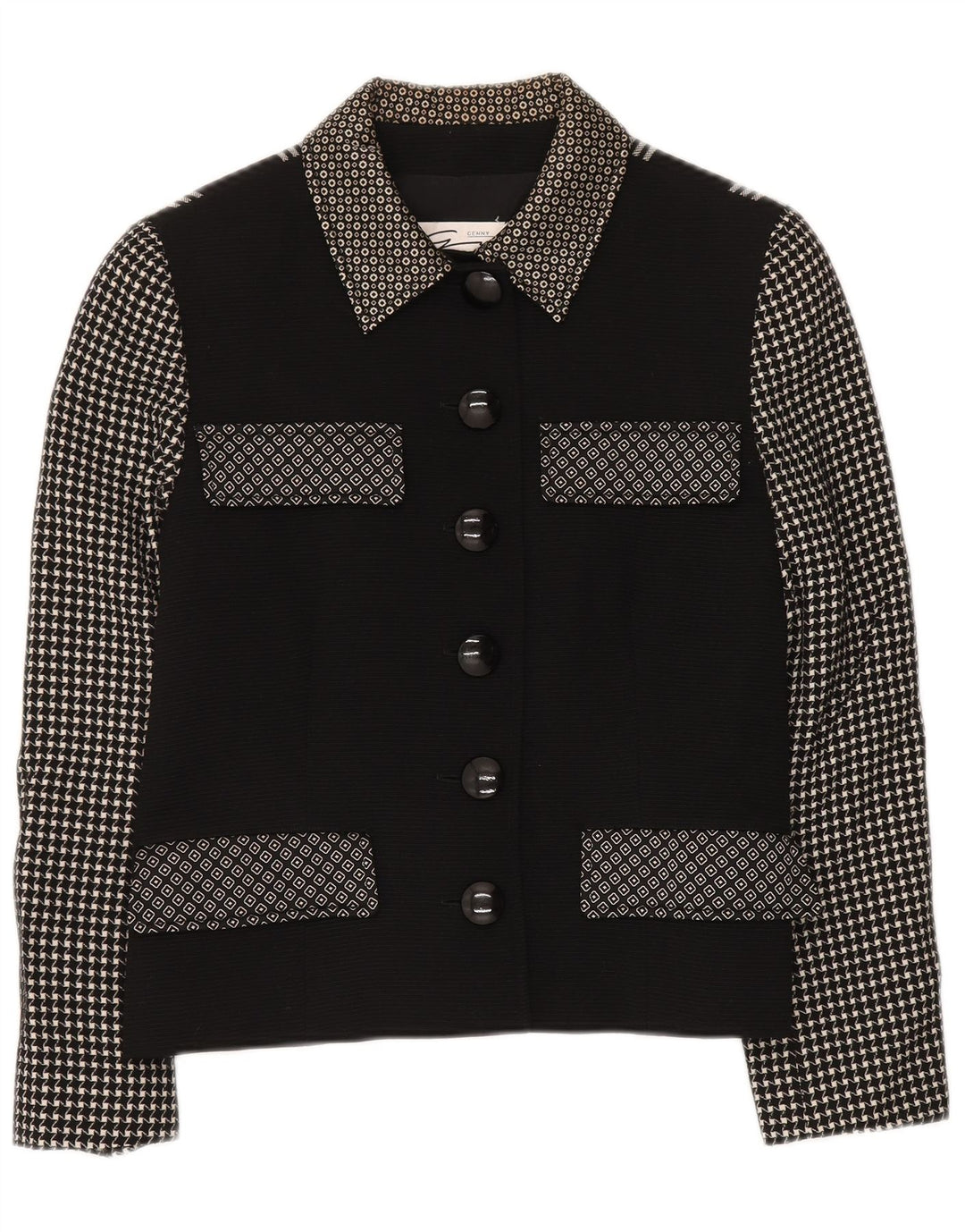 Женский пиджак GENNY на 6 пуговицах UK 14, средний черный в стиле пэчворк
