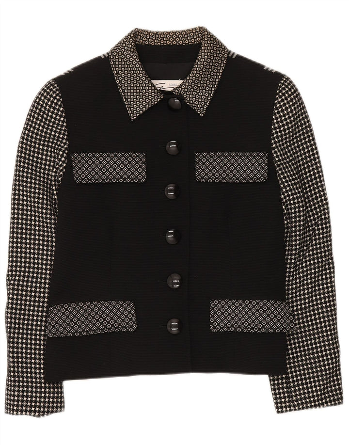 Женский пиджак GENNY на 6 пуговицах UK 14, средний черный в стиле пэчворк