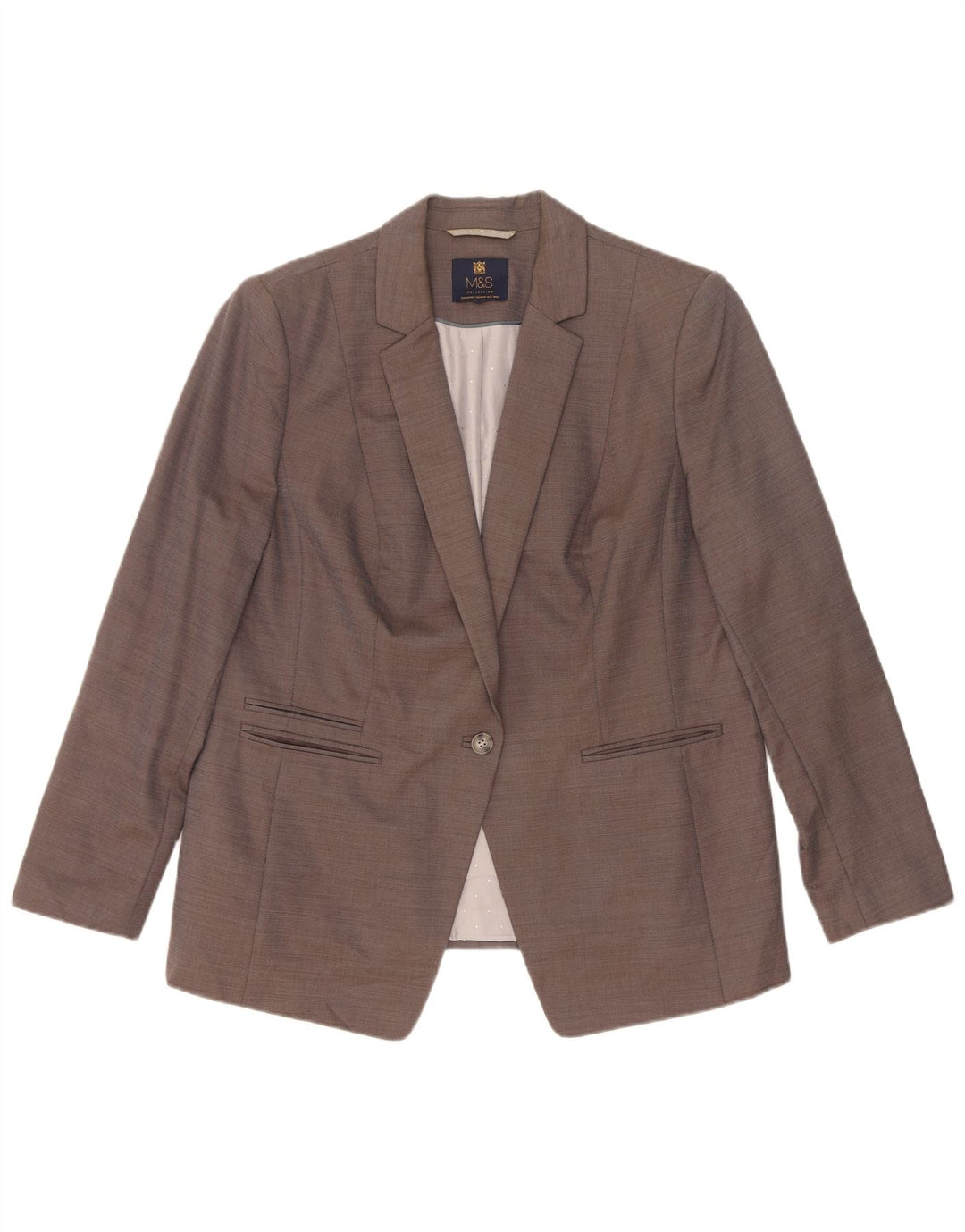 Женский пиджак на 1 пуговице Marks & Spencer UK 18 XL Серый вискоза