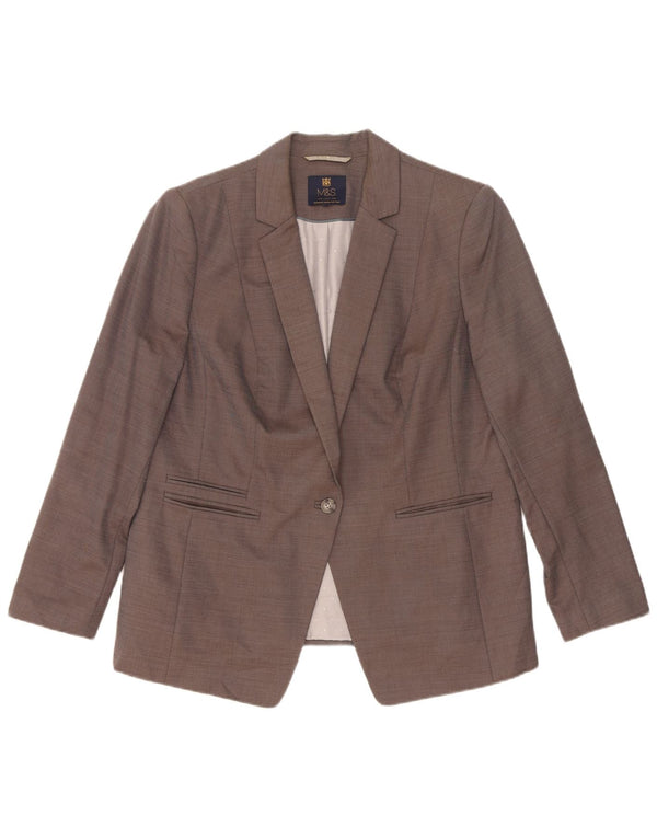 Женский пиджак на 1 пуговице Marks & Spencer UK 18 XL Серый вискоза