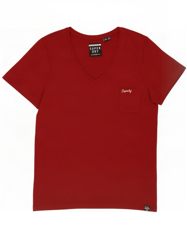 Женская футболка Superdry Top UK 14, большая, бордовая