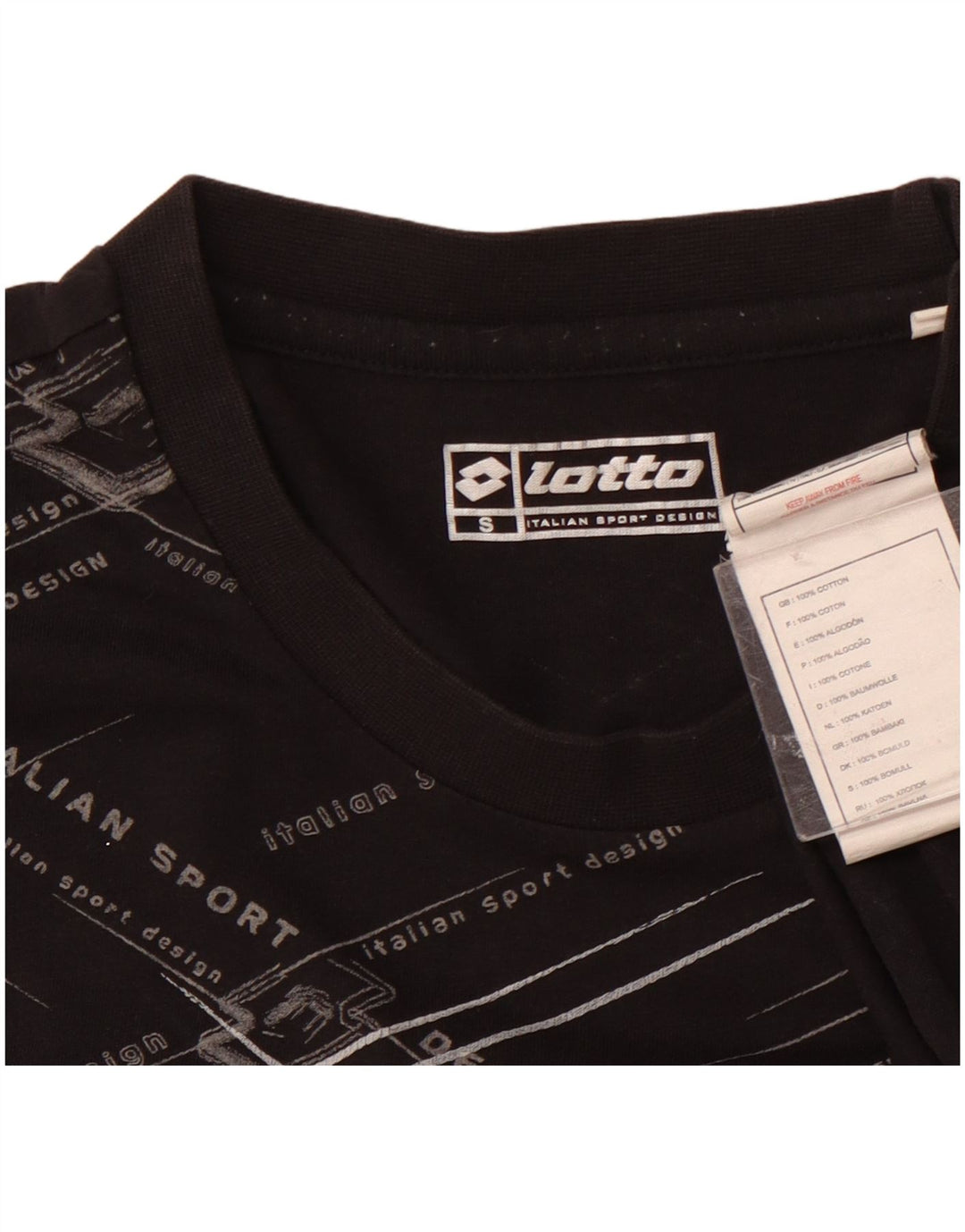 Женская футболка с рисунком LOTTO Top UK 10, маленькая, черный хлопок