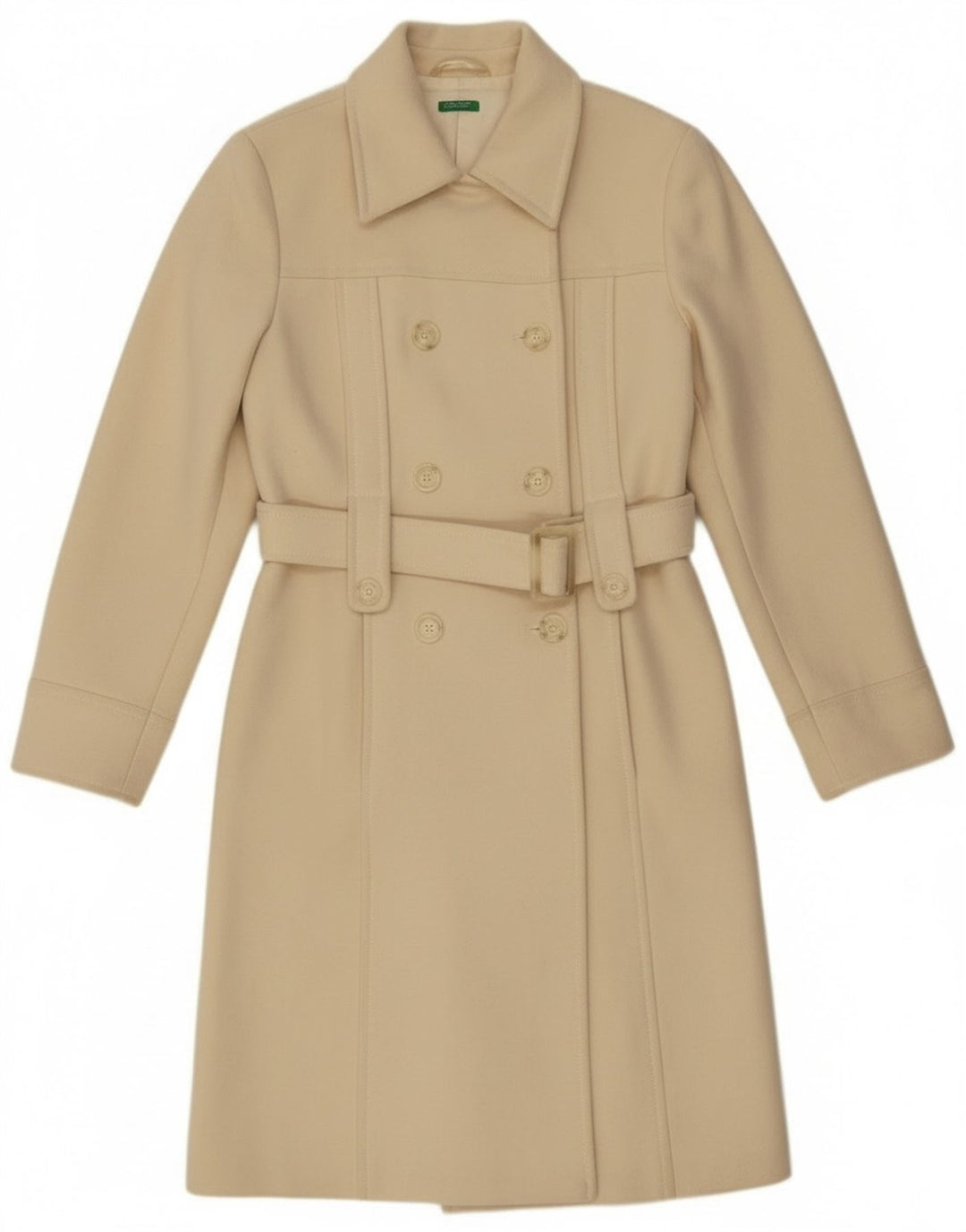 Benetton Женское двубортное пальто IT 44 Medium Off White Wool