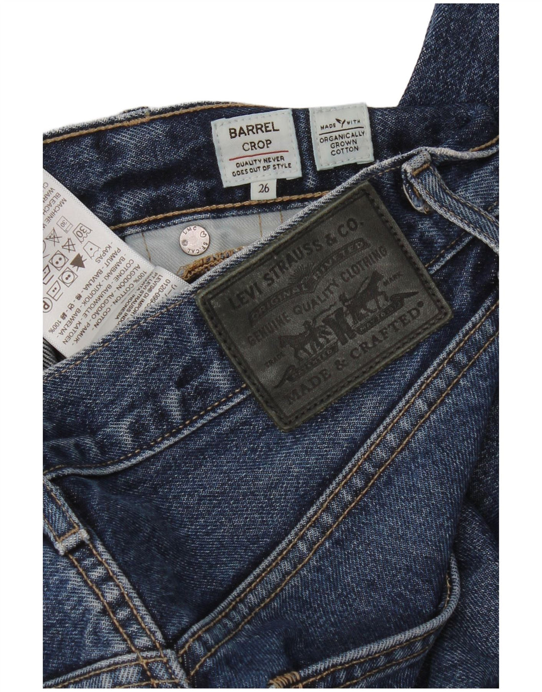 Женские укороченные джинсы Levi's с высокой талией W26 L25, синий хлопок