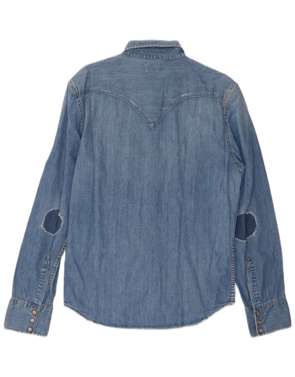 Мужская джинсовая рубашка LEVI'S, хлопок среднего синего цвета