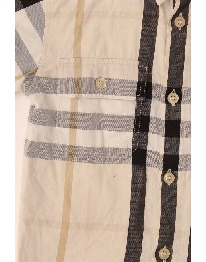 Рубашка с коротким рукавом Burberry для мальчиков 3-4 года Бежевая клетка