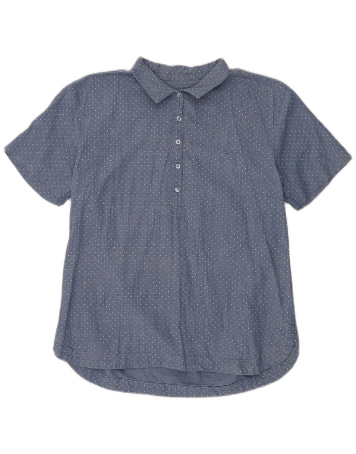 Женская рубашка-пуловер Dack's с коротким рукавом, Великобритания, 18 XL, хлопок в синие пятна
