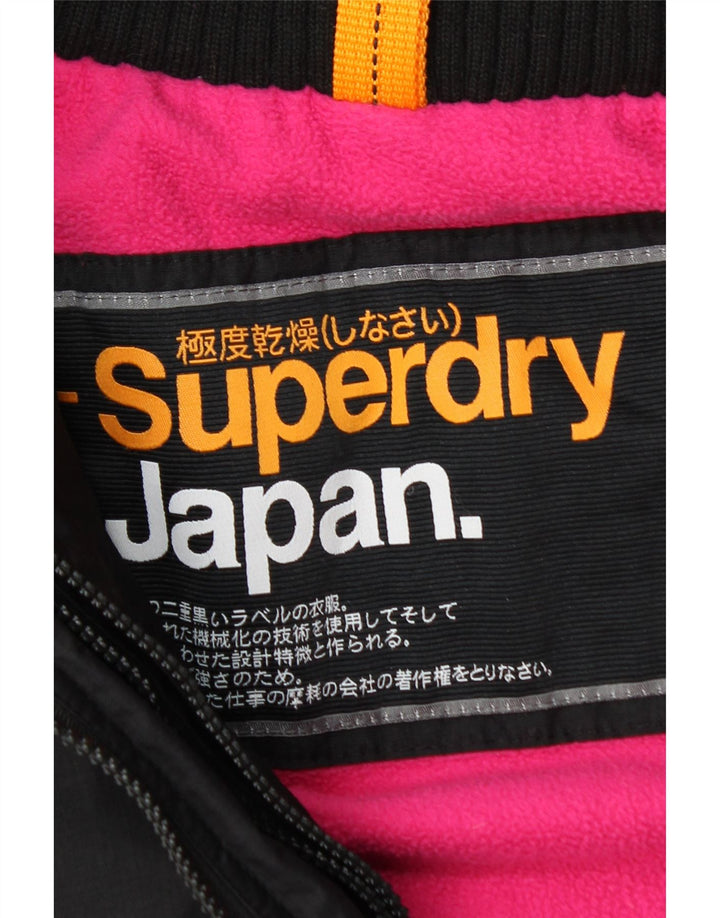 Женская ветровка с капюшоном Superdry UK 14, большой черный нейлон