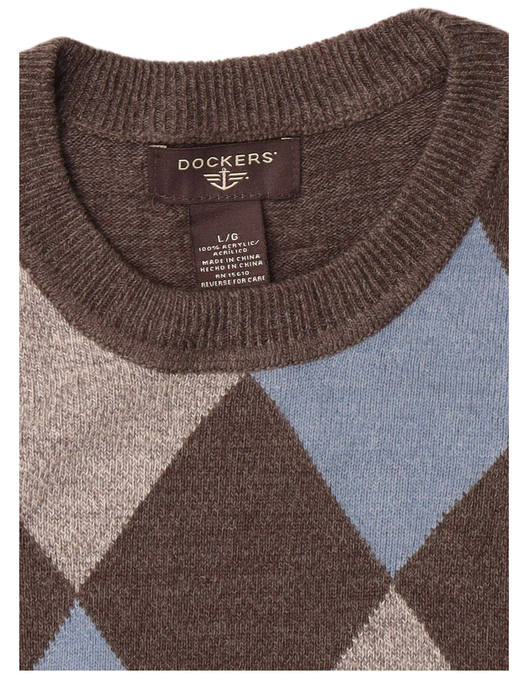 Мужской джемпер Dockers с круглым вырезом, большой серый акрил с узором «аргайл/ромб»