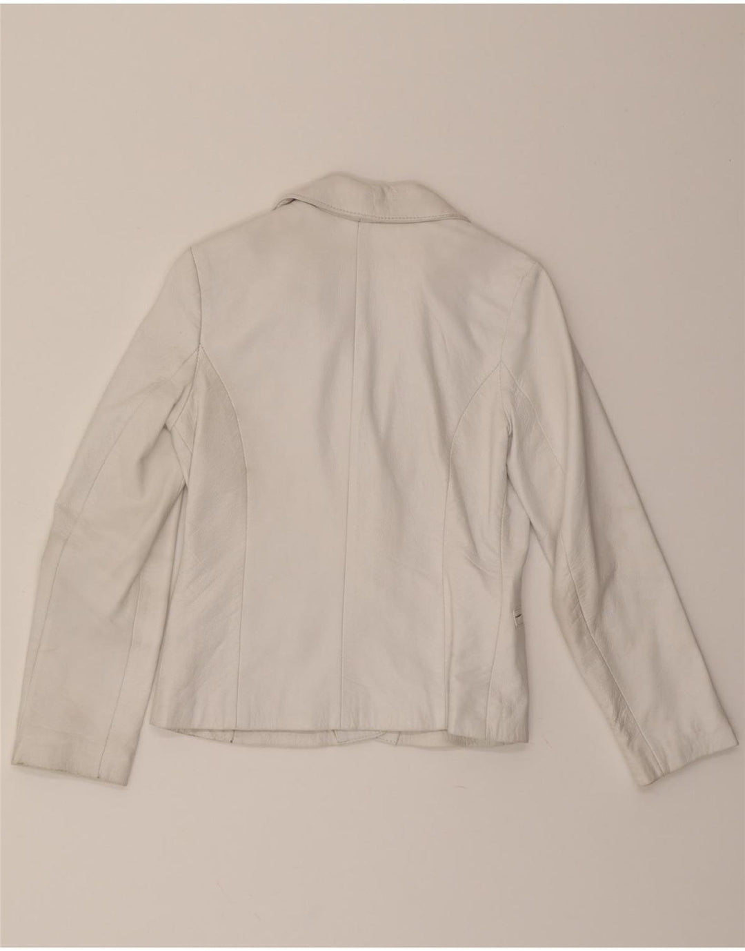 VINTAGE Womens Leather 2 Button Blazer Jacket IT 40 Small White Leather Vintage Vintage and Second-Hand Vintage from Messina Hembry 