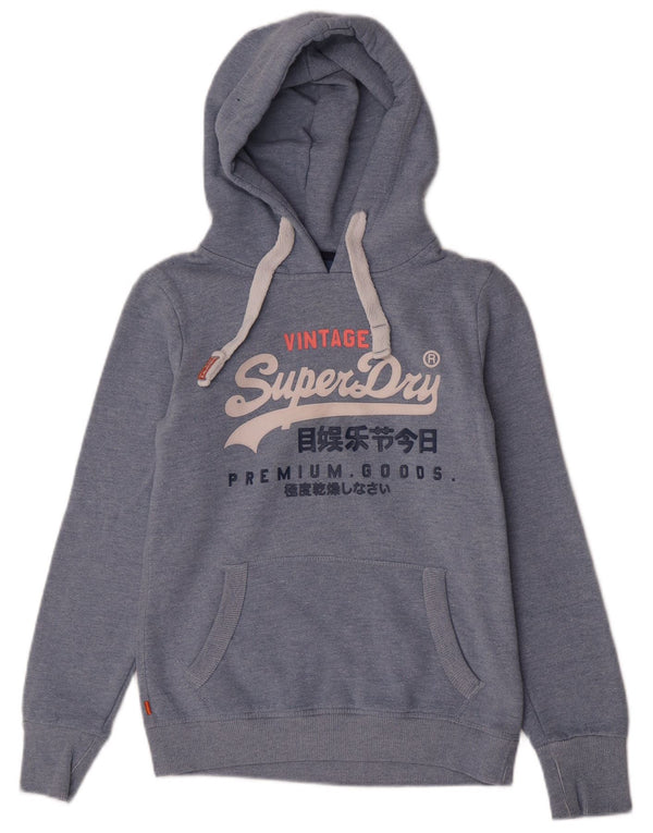 Женский джемпер с капюшоном Superdry UK 10, маленький синий, хлопок