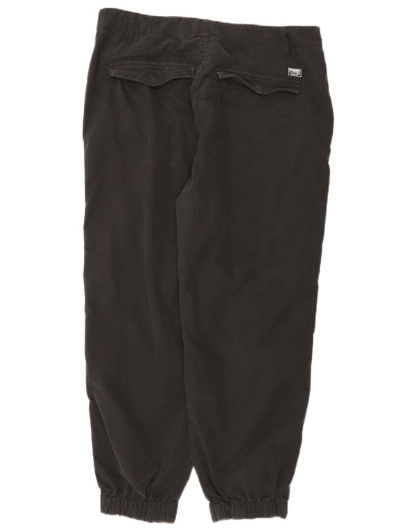 Superdry Mens Joggers Cropped Trousers W36 L26 Black Cotton