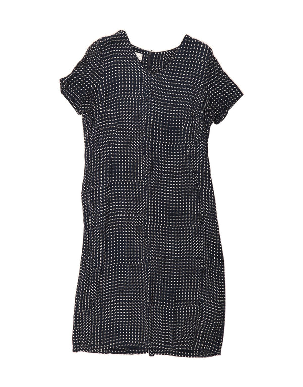 VINTAGE Womens Maxi Dress UK 18 XL Navy Blue Polka Dot Viscose