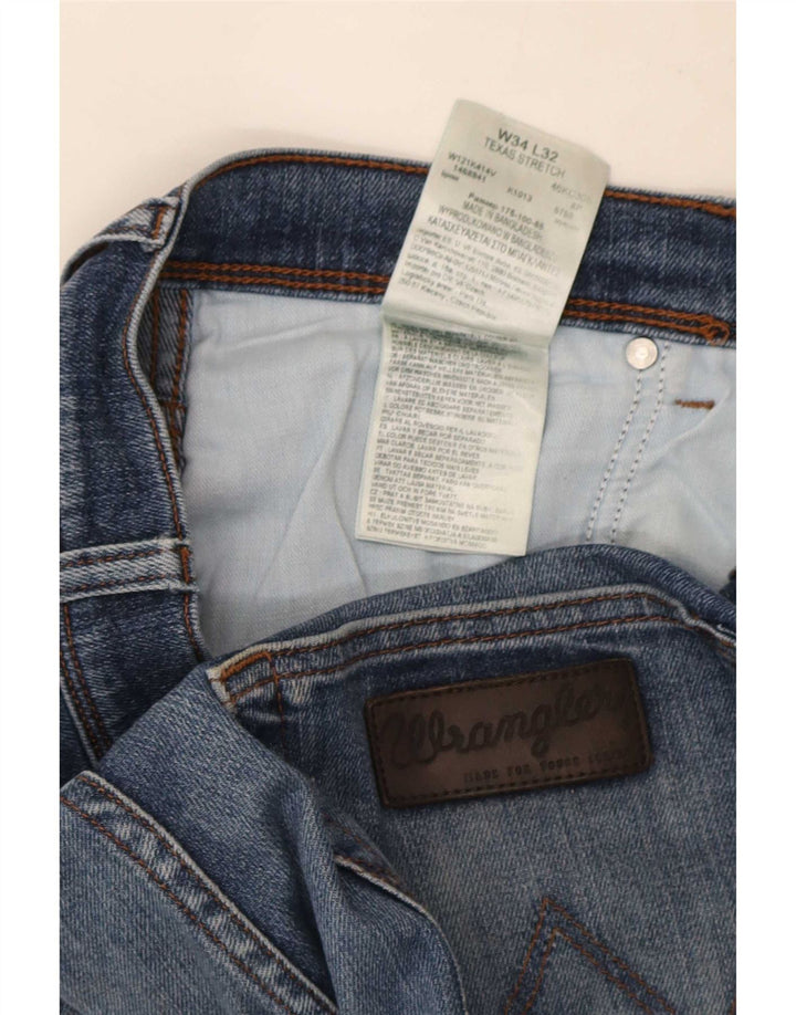 Мужские прямые джинсы Wrangler Texas Stretch W34 L32, синий хлопок