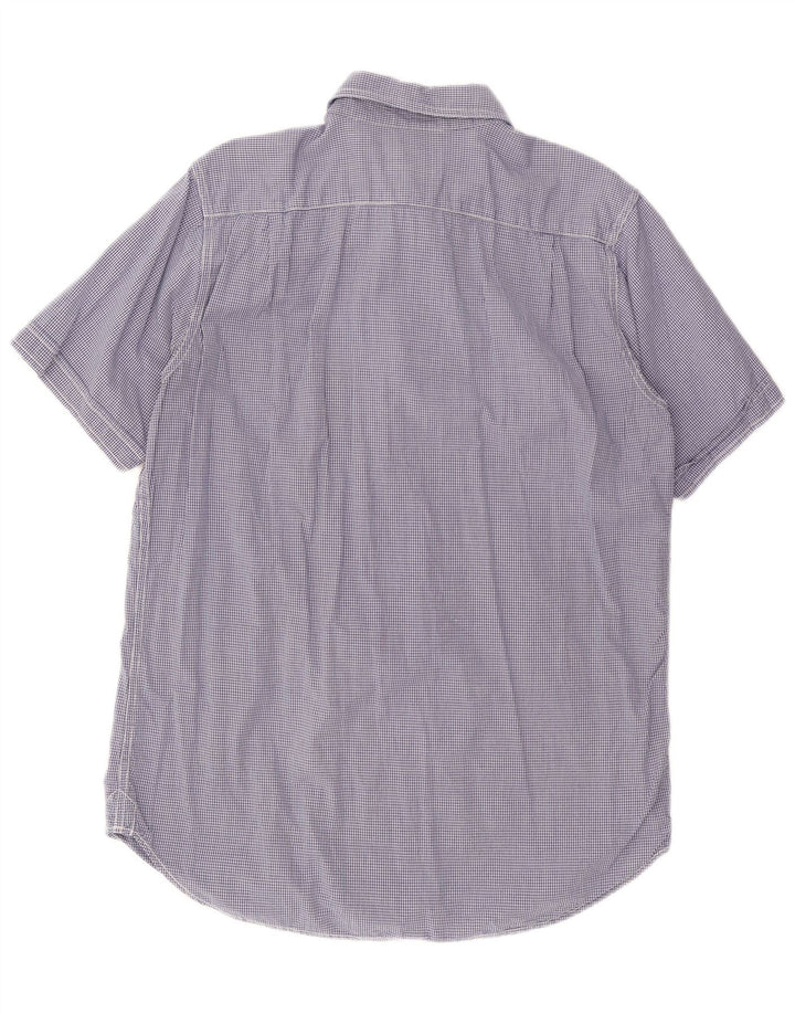 Мужская рубашка с коротким рукавом WOOLRICH XL темно-синяя в мелкую клетку