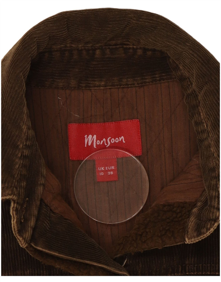 Женская вельветовая куртка MONSONON UK 10, маленькая, коричневый, хлопок