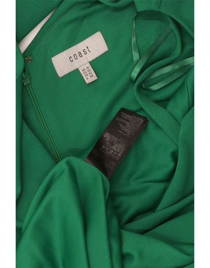 Женское облегающее платье Coast с рюшами спереди, Великобритания 14, средний зеленый полиэстер