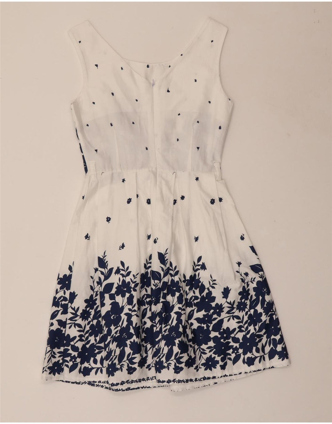 ВИНТАЖНОЕ женское платье А-силуэта без рукавов, Великобритания, 8 маленьких белых цветов, хлопок